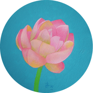 Water Lily #5. 15.5cm φ. Oil on Canvas. Sold.